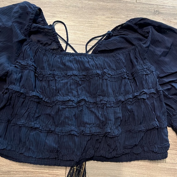 Idyllwind navy blue peasant blouse NWT - Picture 2 of 10